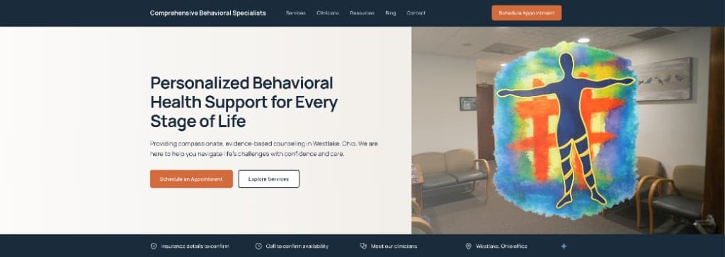 Comprehensive Behavioral Specialist website built by Elev8 Digital